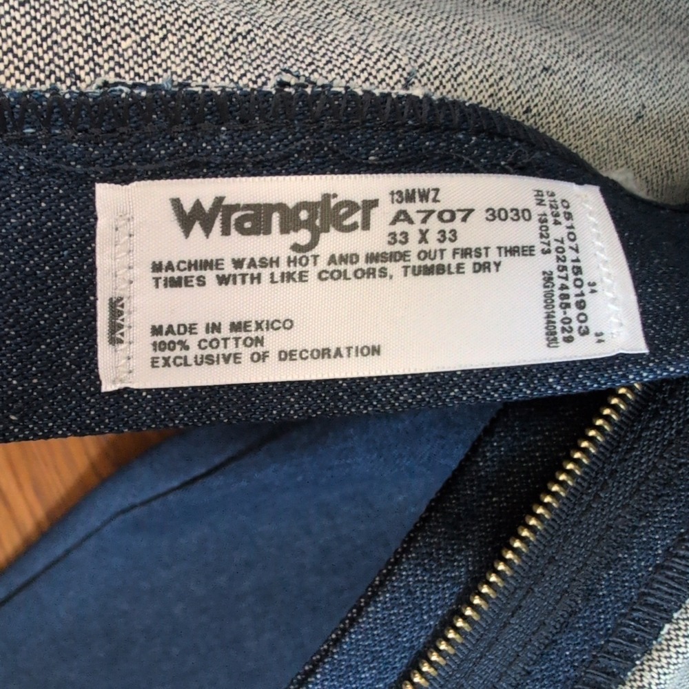 Wrangler 13MWZ Jeans 33x33 Cowboy Cut Rigid Indigo Denim Western Workwear NWT - Picture 7 of 9